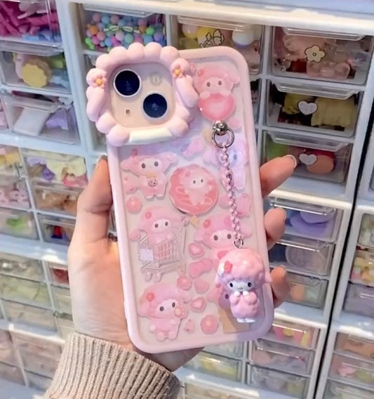 Pink my melody Glitter Sticker resin iPhone Case