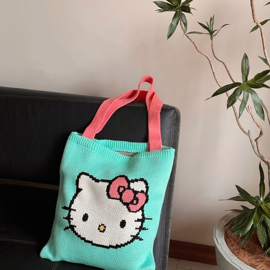 Hello kitty knit tote bag