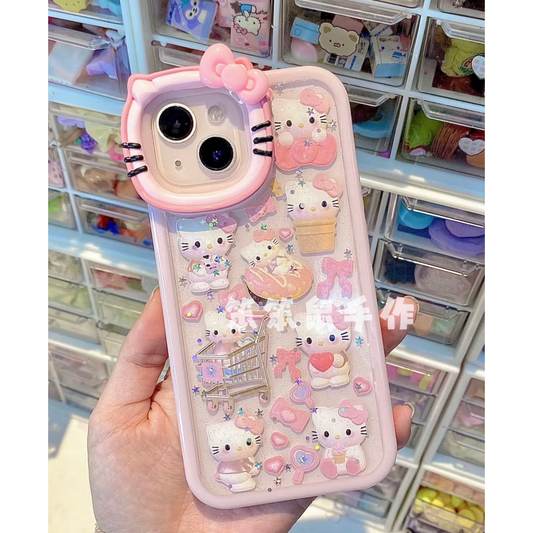 Pink Hello Kitty Glitter Sticker resin iPhone Case