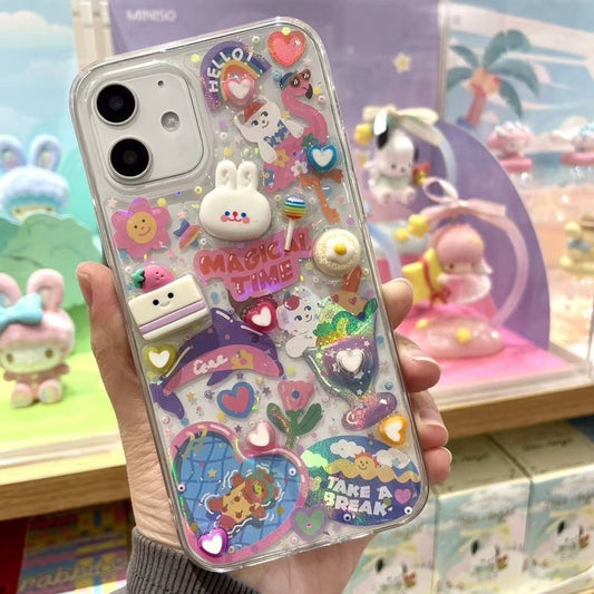 Kawaii 3D sticker resin iPhone Case