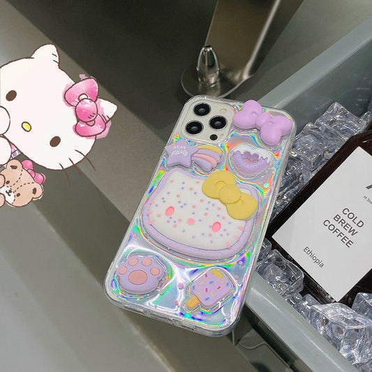 Hello kitty Glitter laser resin iPhone Case