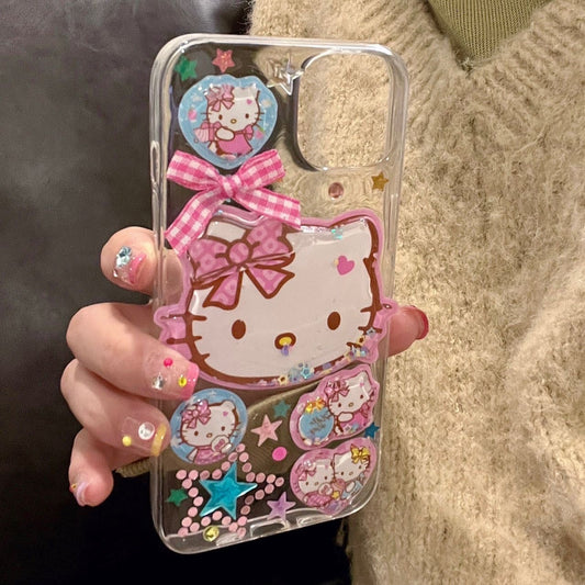 Hello kitty Glitter Sticker resin iPhone Case