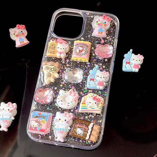 Hello kitty Snack Glitter Sticker resin iPhone Case