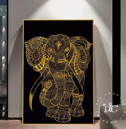 Golden Elephant Diamond Painting Kit Wall Decor Home Decor