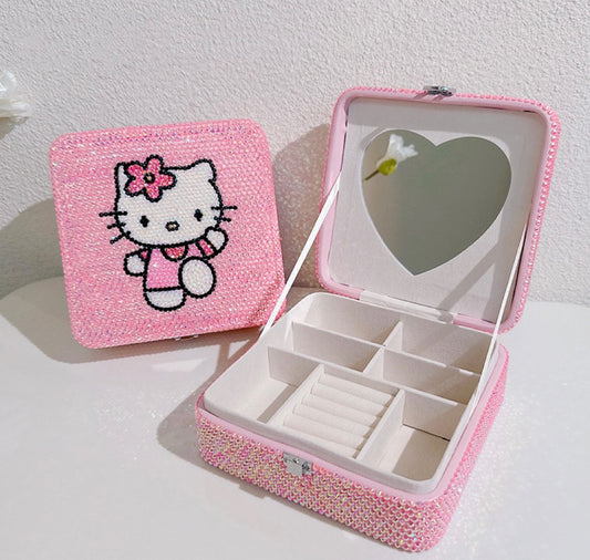 Bling Bling Square Hello Kitty handmade jewelry storage box accessory